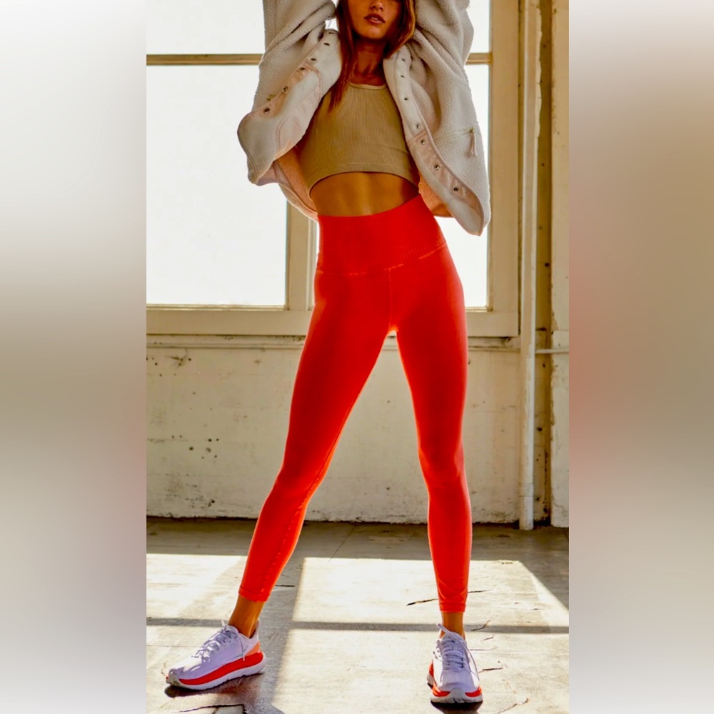 Free People Good Karma Peach Yoga Tights Leggings - Brand New Without Tags